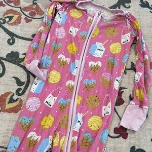Little Sleepies Pink Milk and Cookie Print Zippie